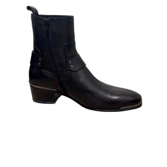 Versace Medusa Harness Leather Ankle Boots Black Men's DSU5276 Size 40 Italy - Picture 5 of 12